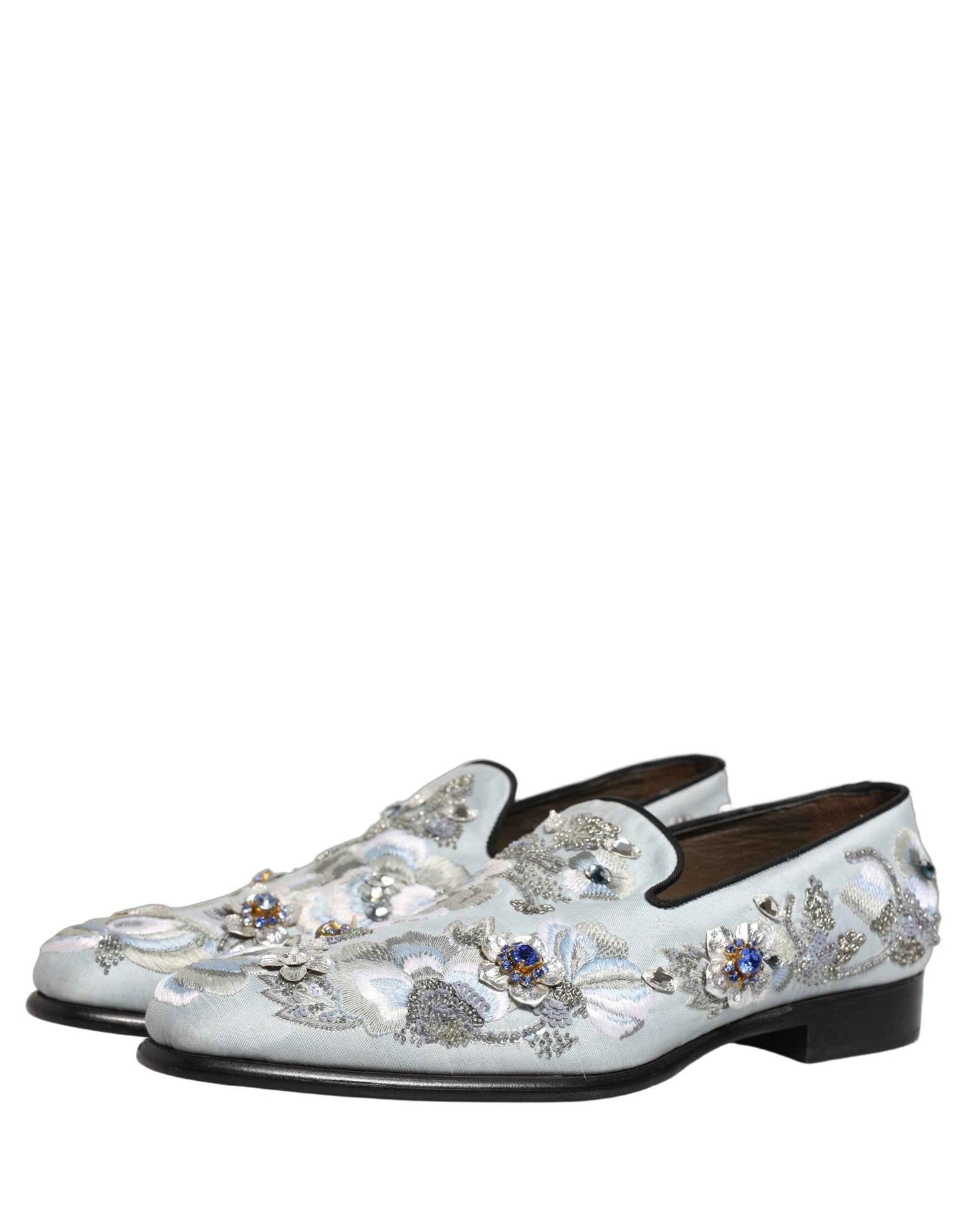 White Floral Embellished Men Loafers  Shoes