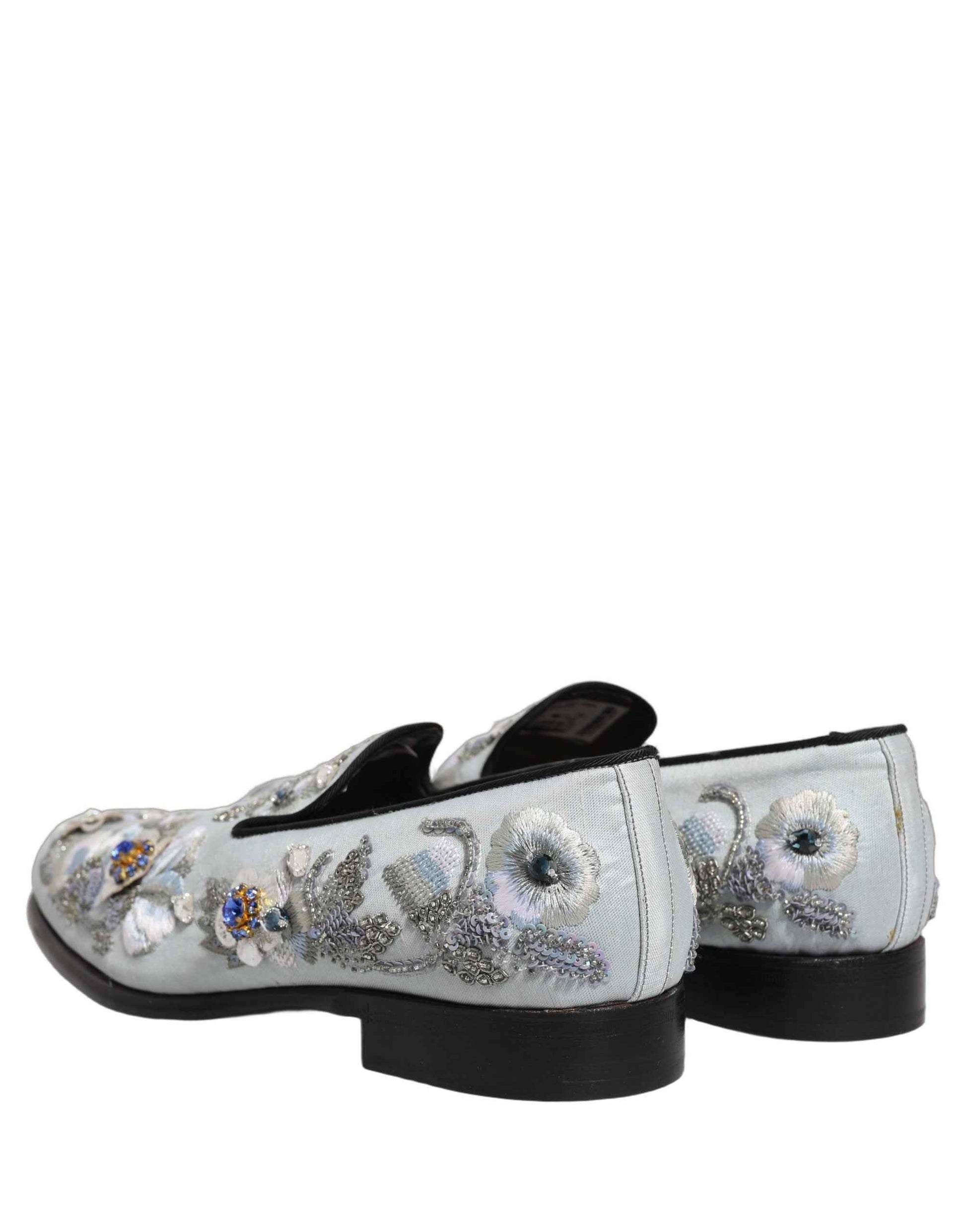 White Floral Embellished Men Loafers  Shoes