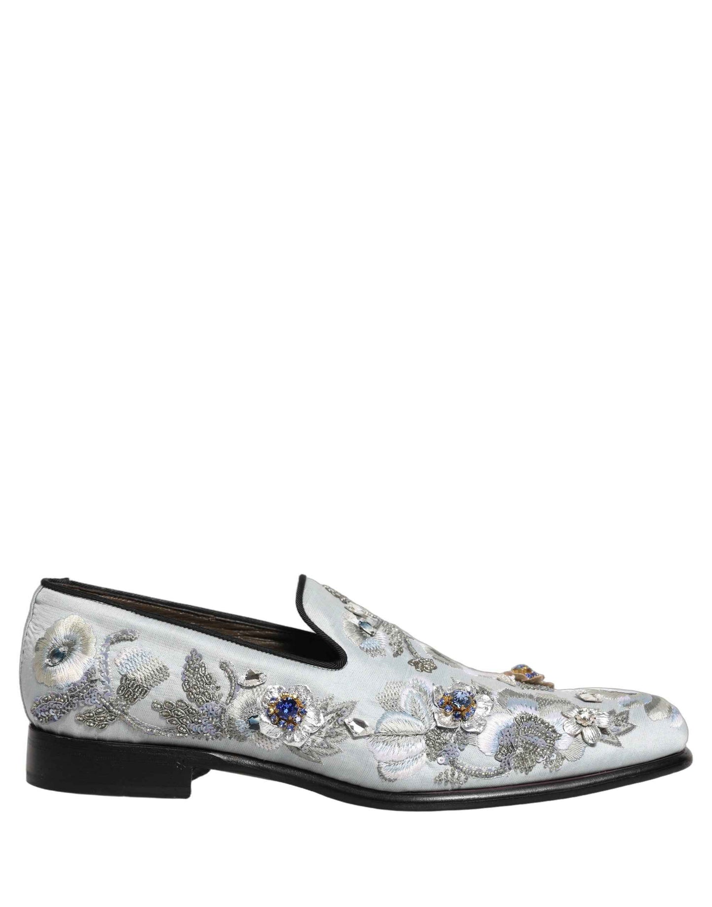 White Floral Embellished Men Loafers  Shoes