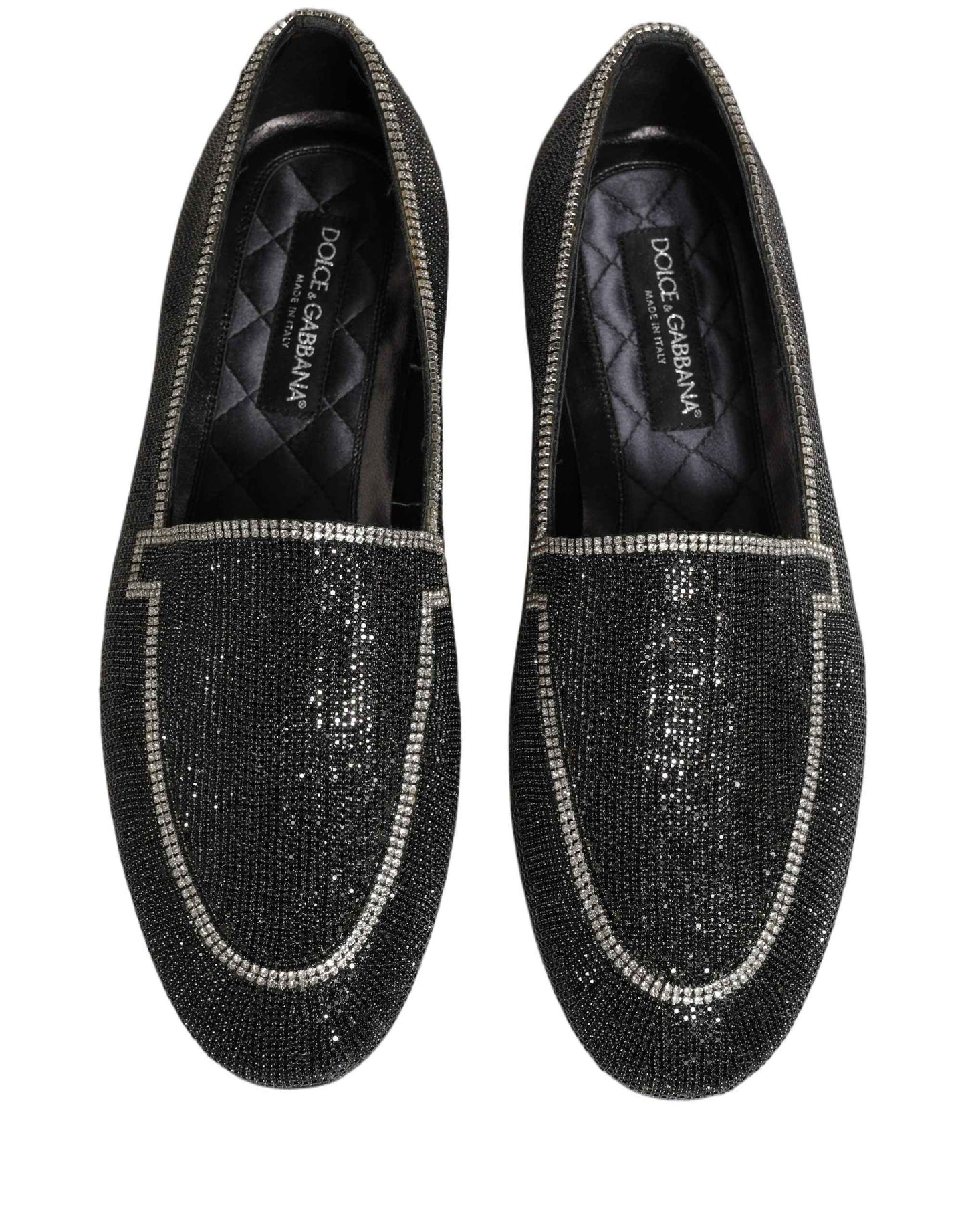 Black Crystal Embellished Men Loafers Shoes