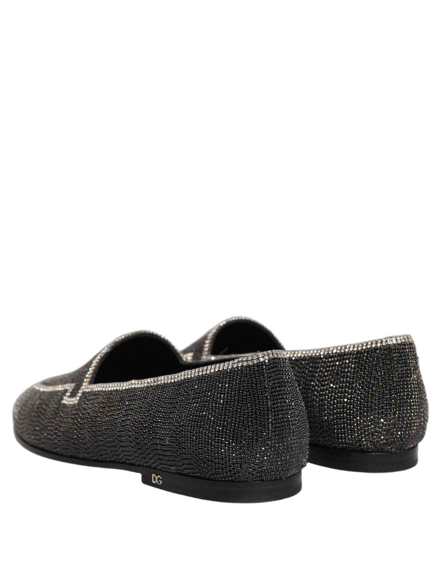 Black Crystal Embellished Men Loafers Shoes