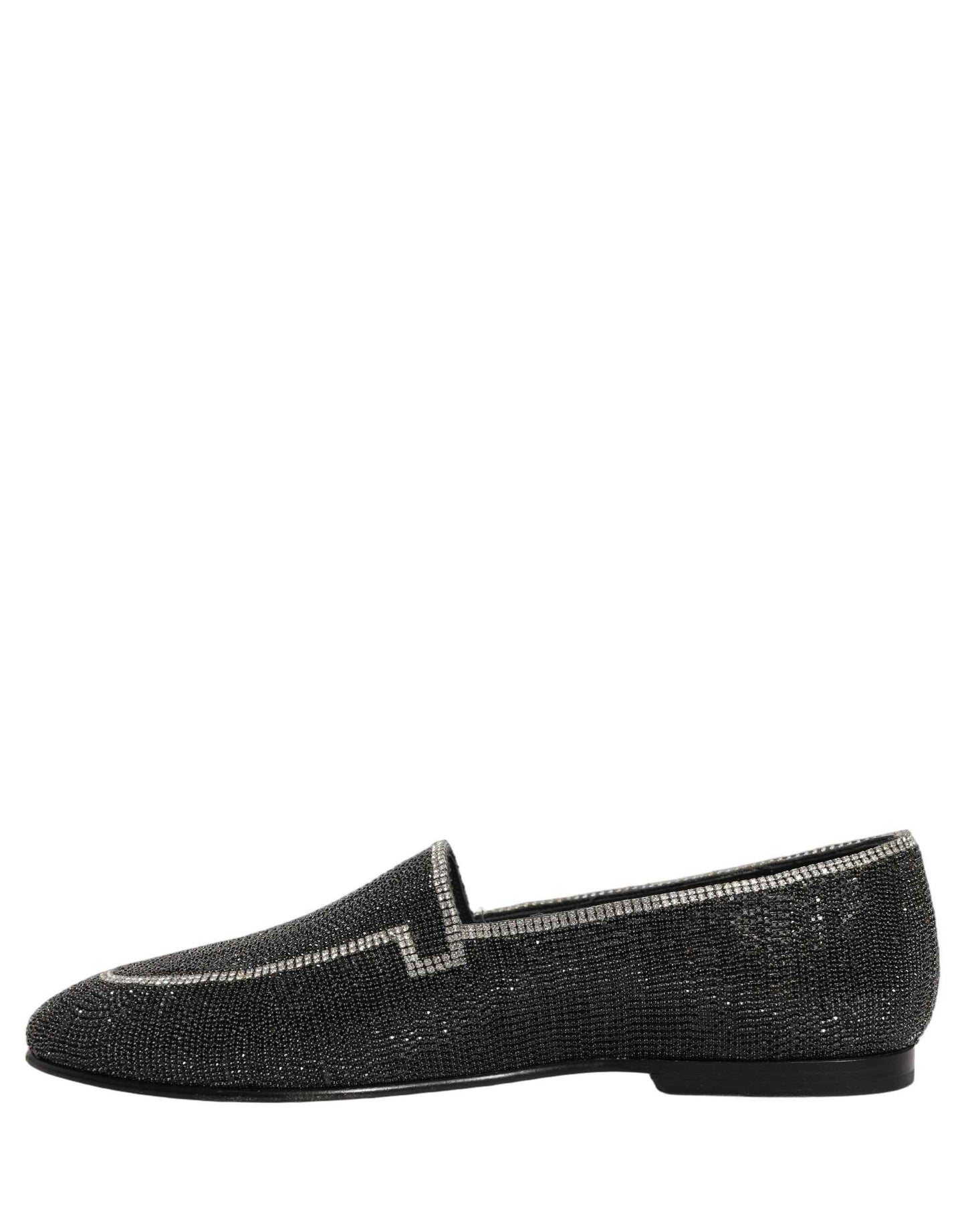 Black Crystal Embellished Men Loafers Shoes