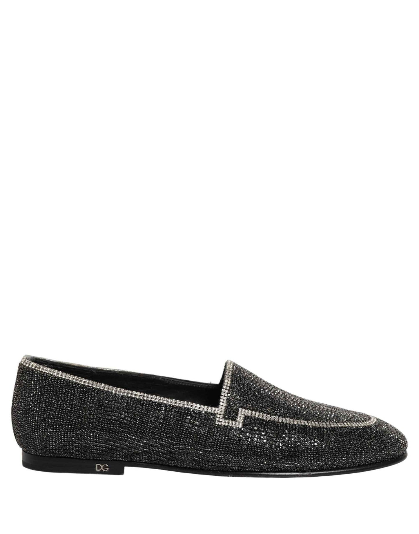 Black Crystal Embellished Men Loafers Shoes
