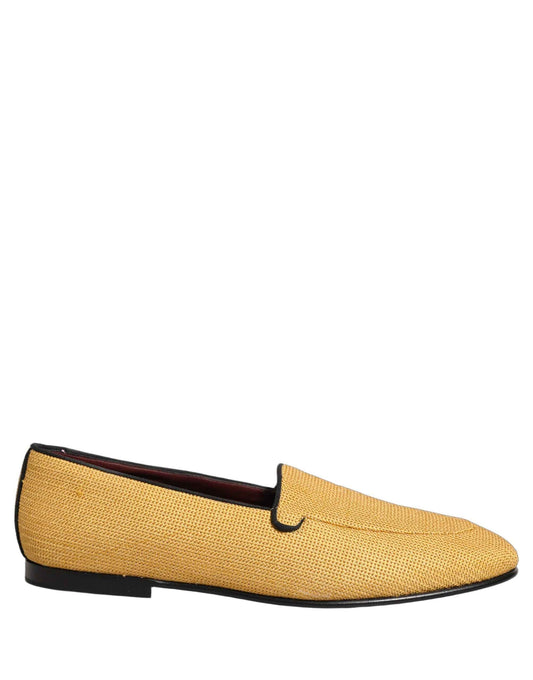 Yellow Woven Men Slip On Dress Loafers Shoes