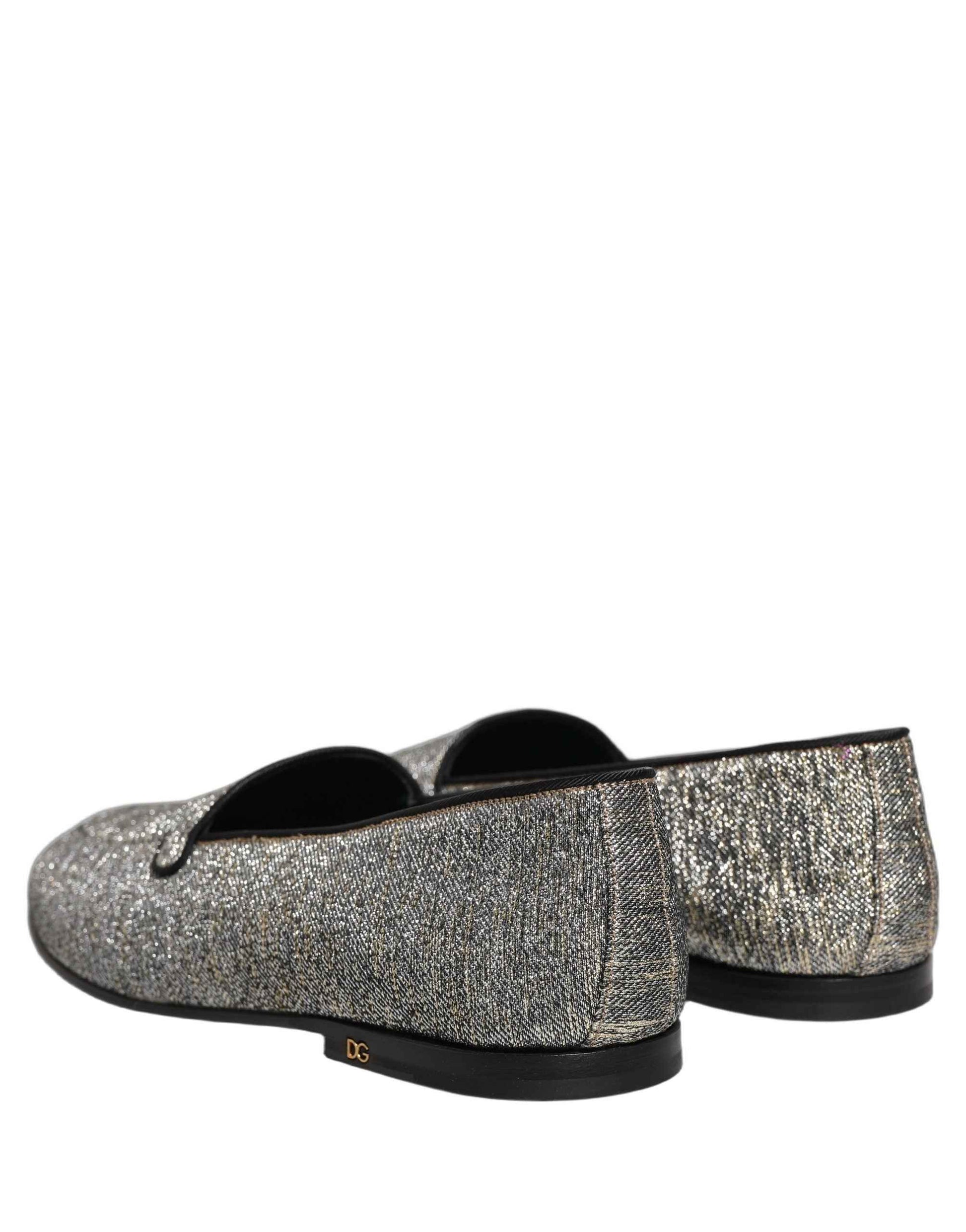 Gray Lurex Glitter Men Dress Loafers Shoes
