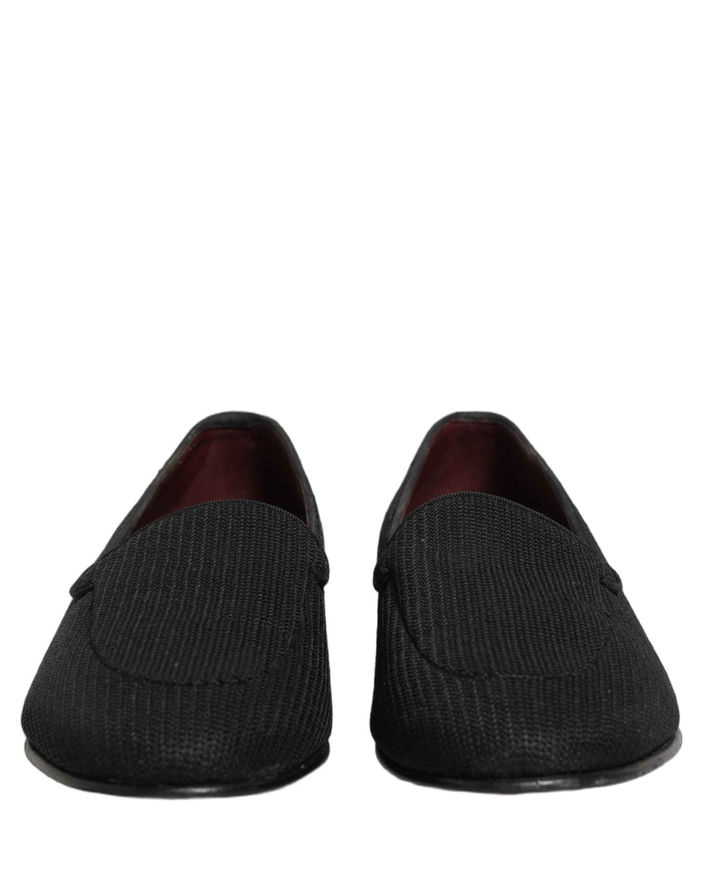 Black Woven Men Slip On Dress Loafers Shoes