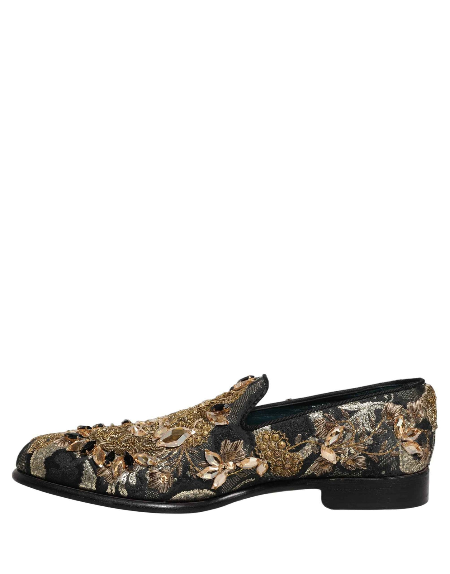 Black Velvet Embellished Dress Loafers Shoes