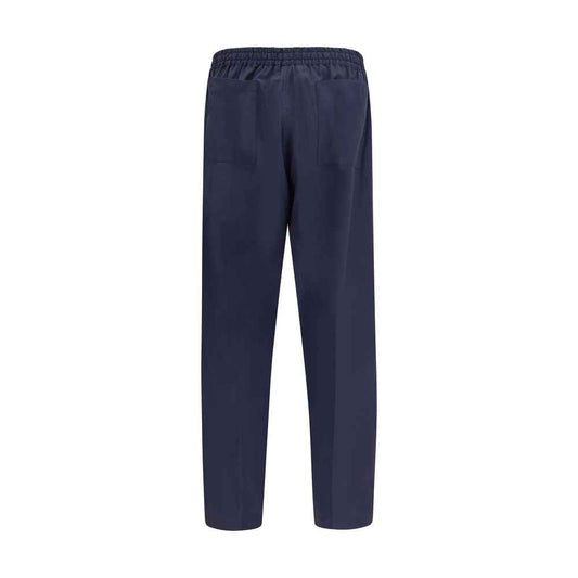 Blue Cotton Casual Pants