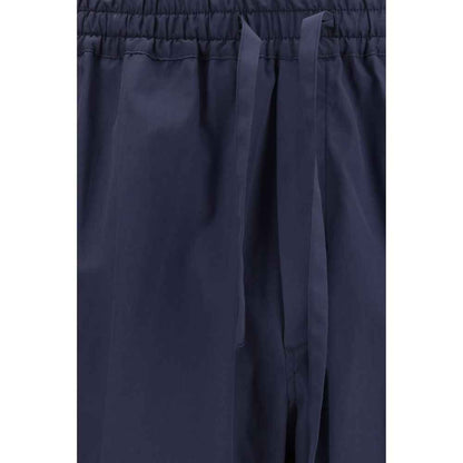 Blue Cotton Casual Pants