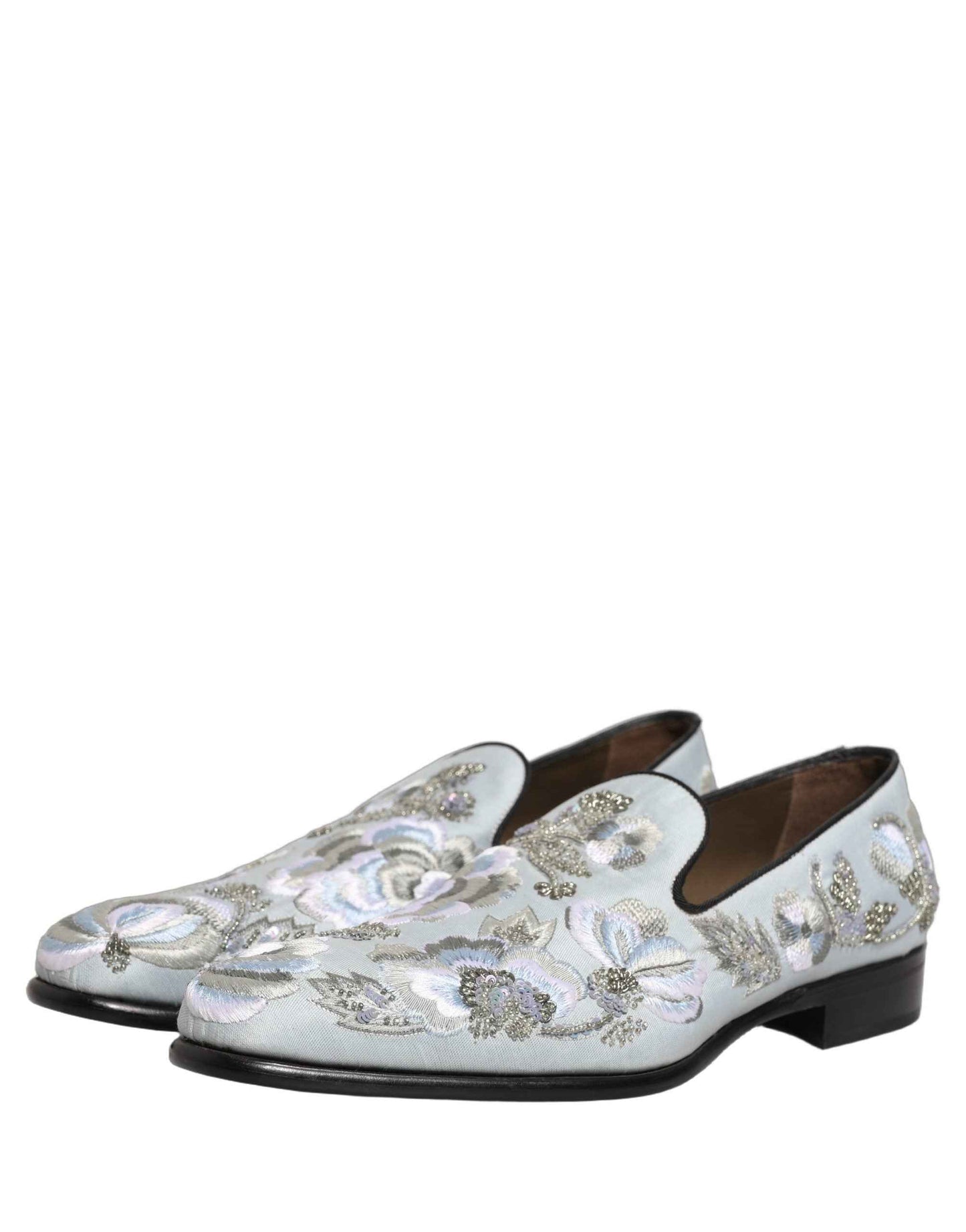 White Floral Embellished Men Loafers Shoes