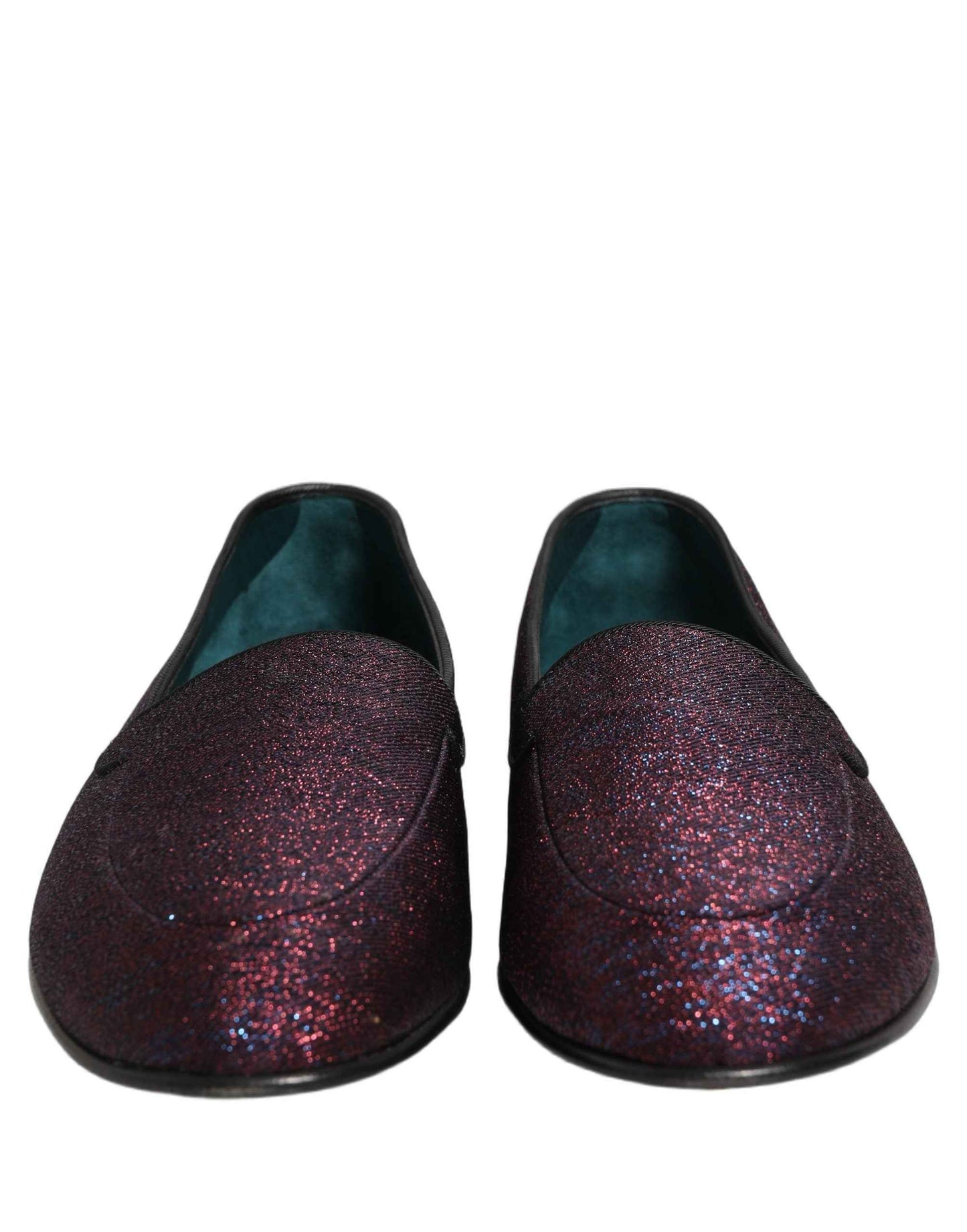 Maroon Glitter Lurex Logo Dress Loafers Shoes
