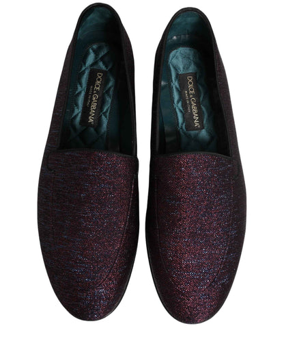 Maroon Glitter Lurex Logo Dress Loafers Shoes