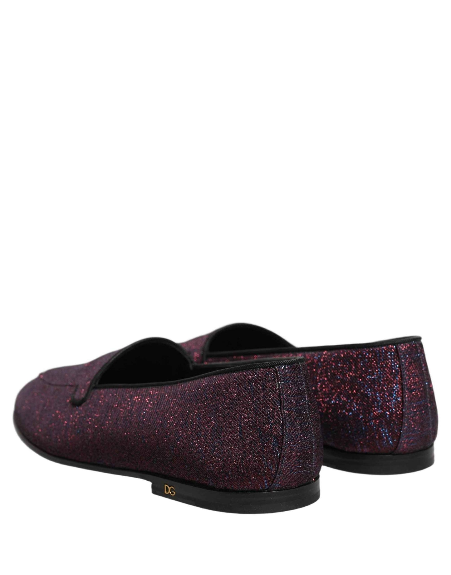 Maroon Glitter Lurex Logo Dress Loafers Shoes