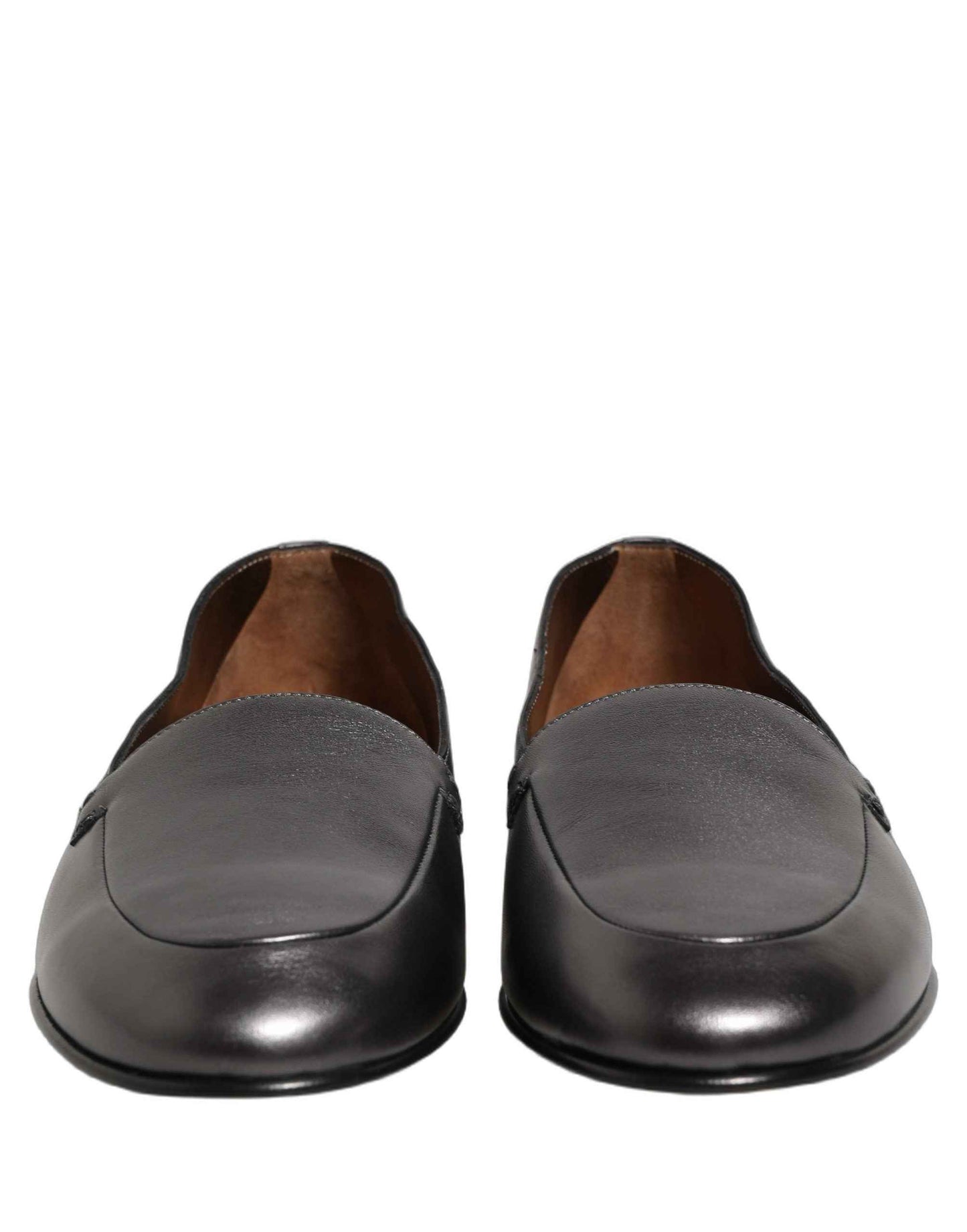 Silver Leather DG Logo Slip On Loafers Shoes