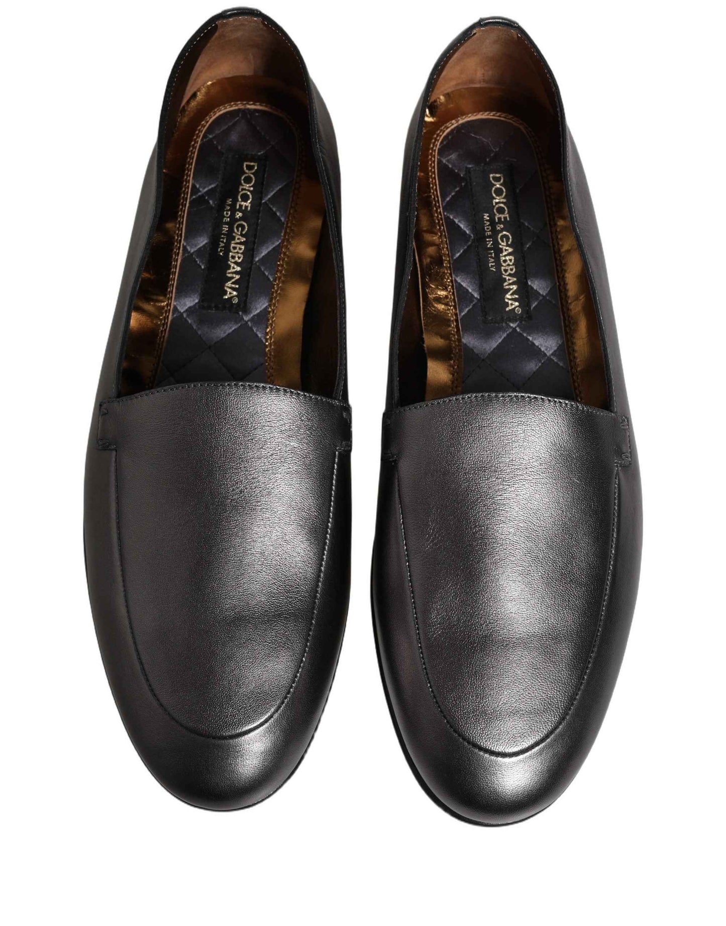 Silver Leather DG Logo Slip On Loafers Shoes