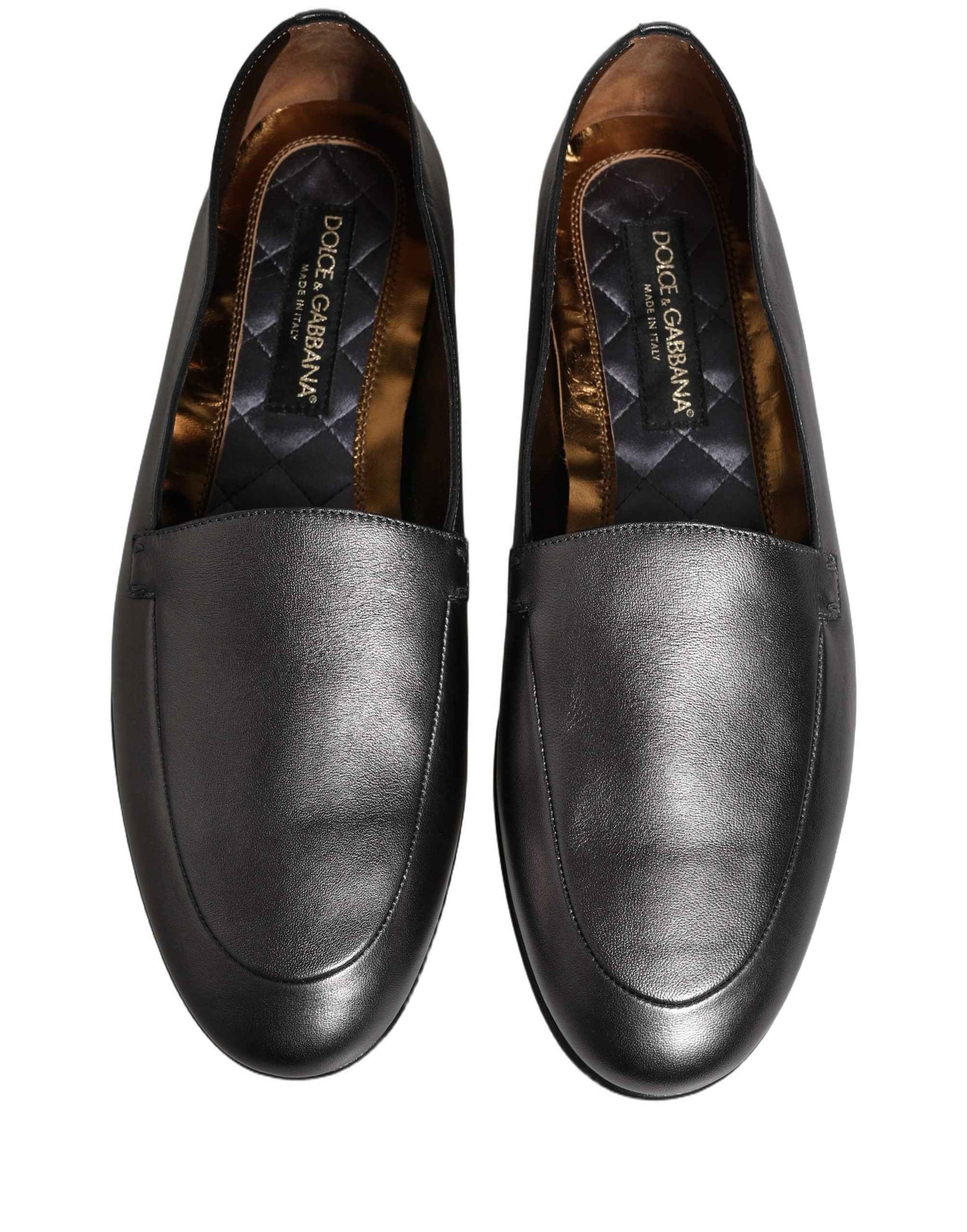 Silver Leather DG Logo Slip On Loafers Shoes
