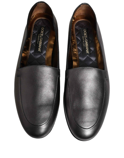 Silver Leather DG Logo Slip On Loafers Shoes