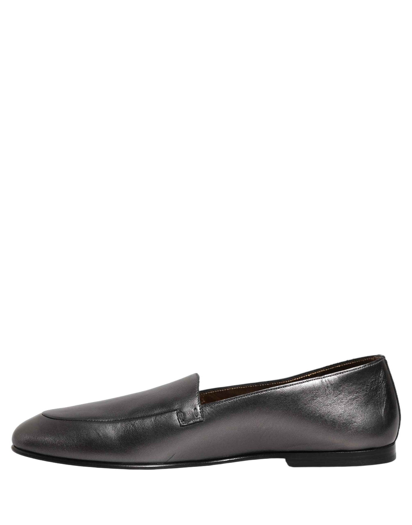 Silver Leather DG Logo Slip On Loafers Shoes