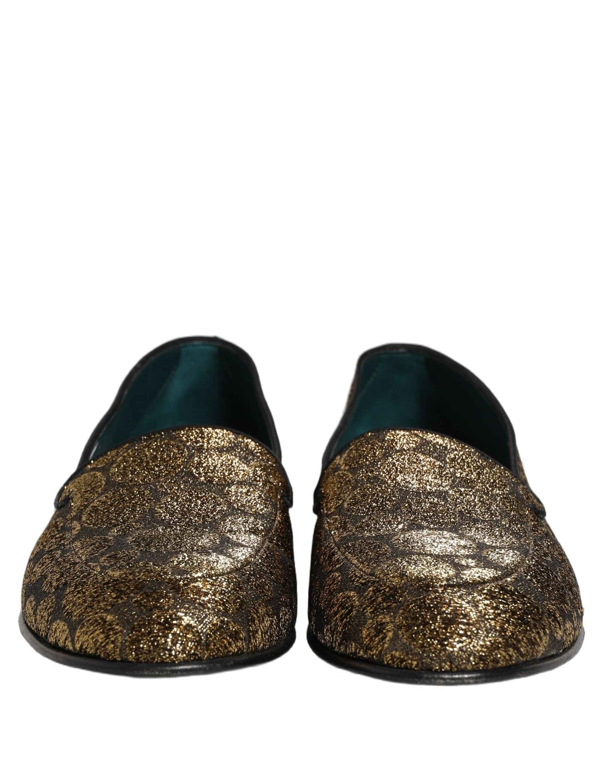 Gold Lurex Glitter Men Slip On Loafers Shoes