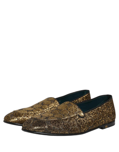 Gold Lurex Glitter Men Slip On Loafers Shoes
