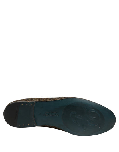 Gold Lurex Glitter Men Slip On Loafers Shoes