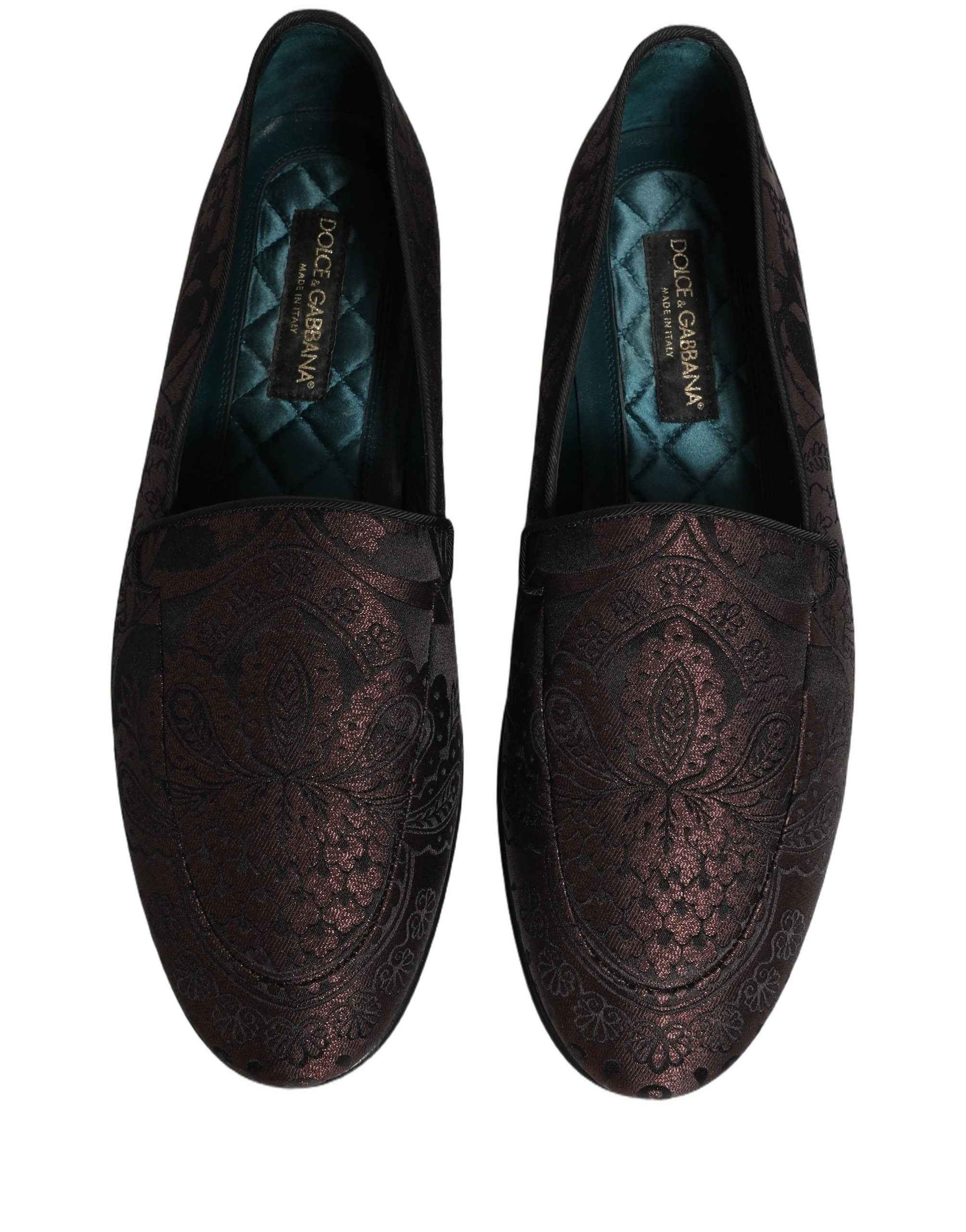 Maroon Jacquard Leather Slip On Loafers Shoes