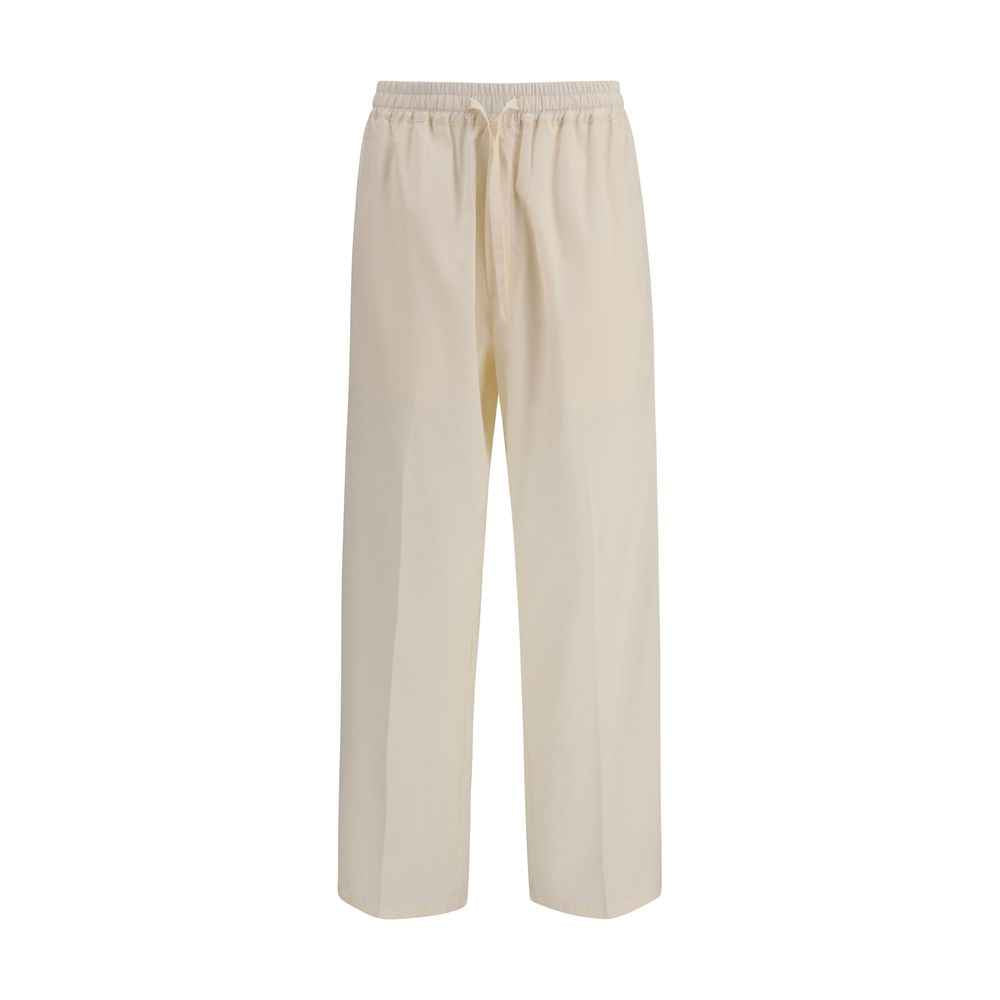 Beige Cotton Casual Pants