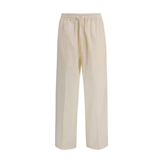 Beige Cotton Casual Pants
