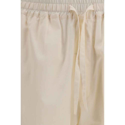 Beige Cotton Casual Pants
