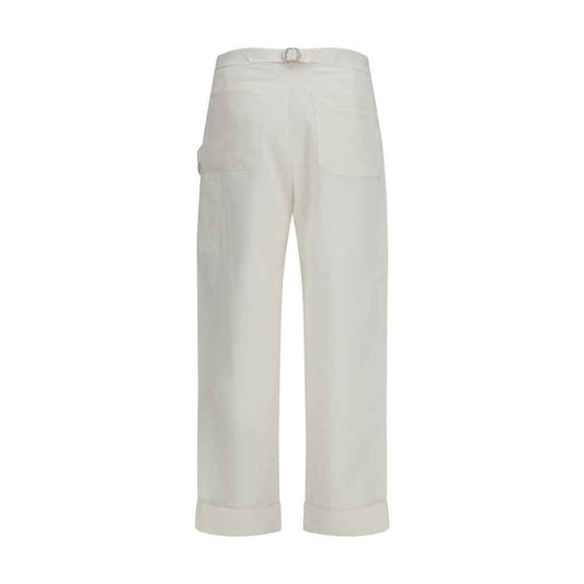 White Cotton Casual Pants