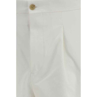 White Cotton Casual Pants