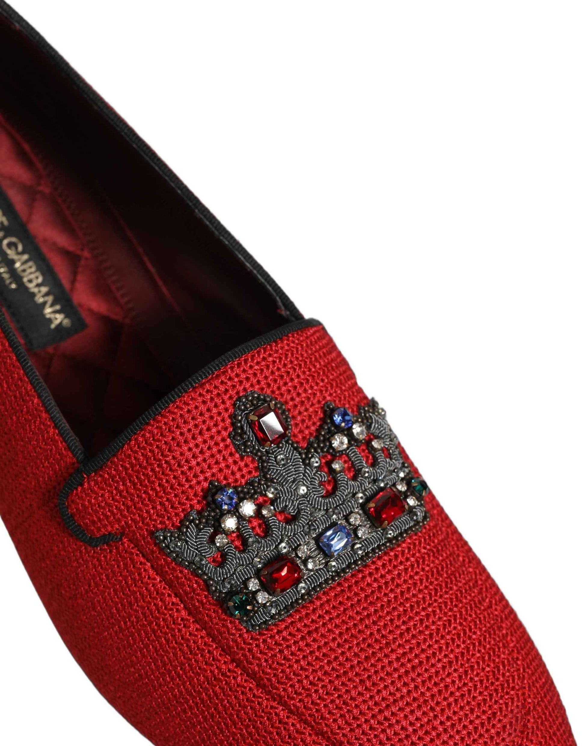 Red Crown Embellished Dress Loafers Shoes