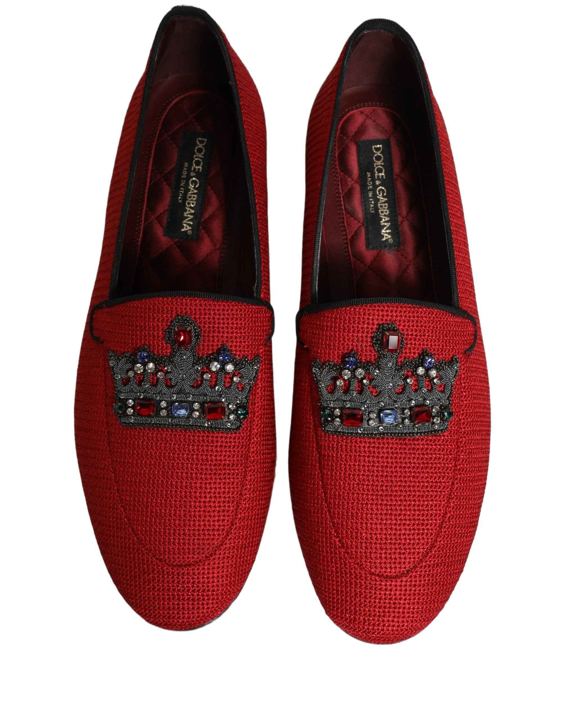 Red Crown Embellished Dress Loafers Shoes