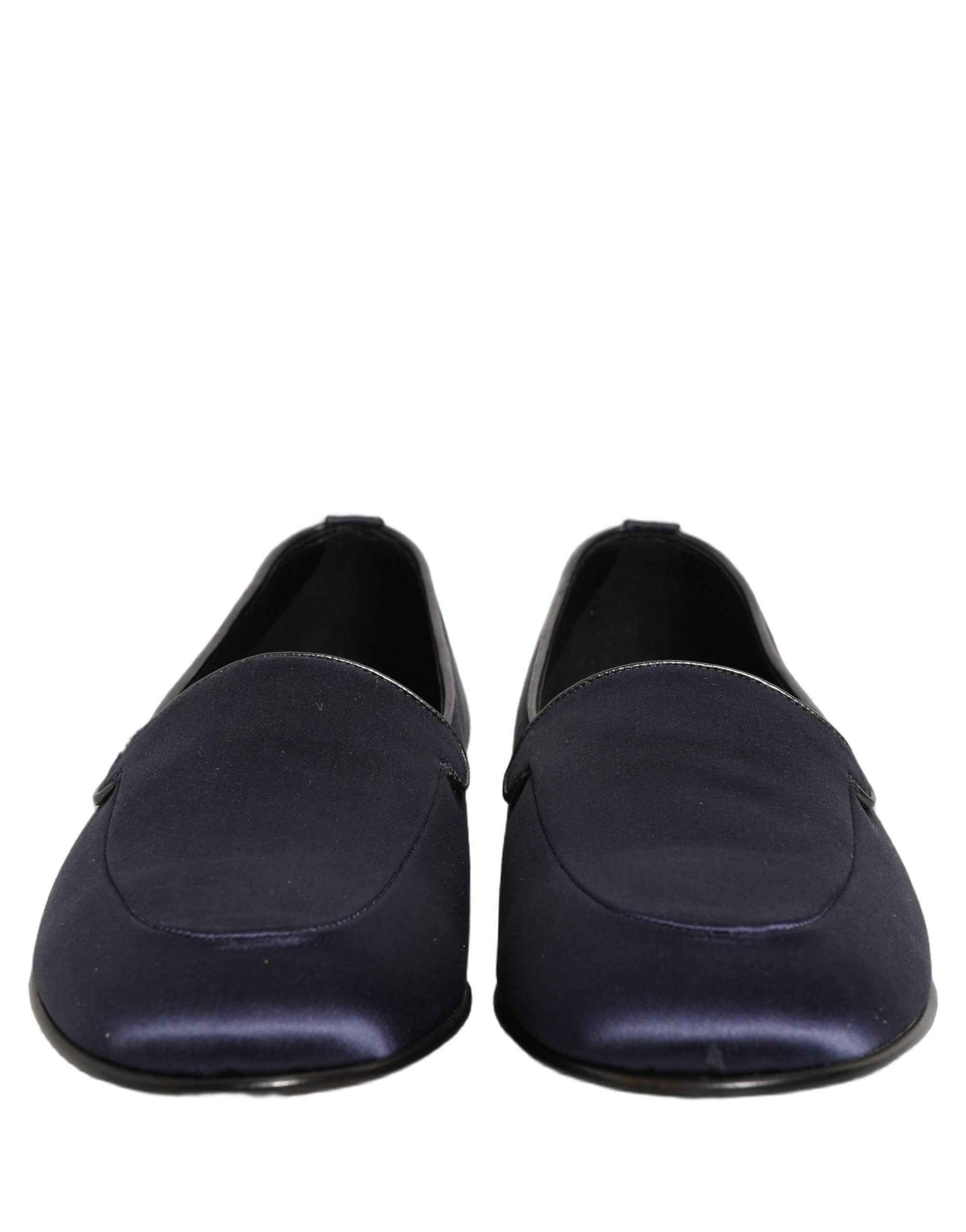 Navy Blue Satin DG Logo Dress Loafers Shoes