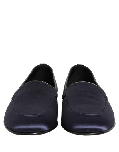 Navy Blue Satin DG Logo Dress Loafers Shoes
