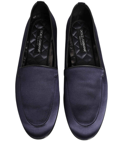 Navy Blue Satin DG Logo Dress Loafers Shoes
