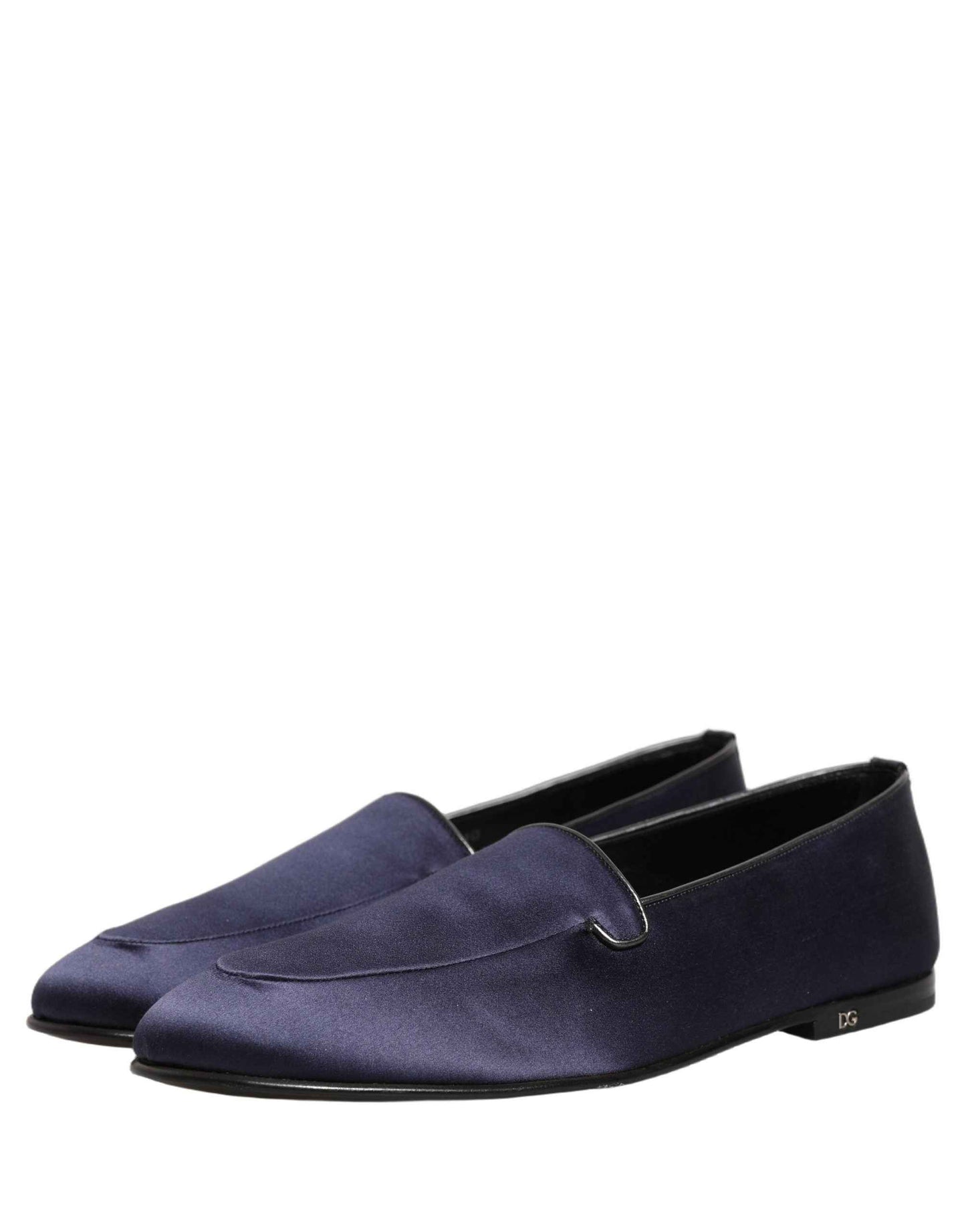 Navy Blue Satin DG Logo Dress Loafers Shoes