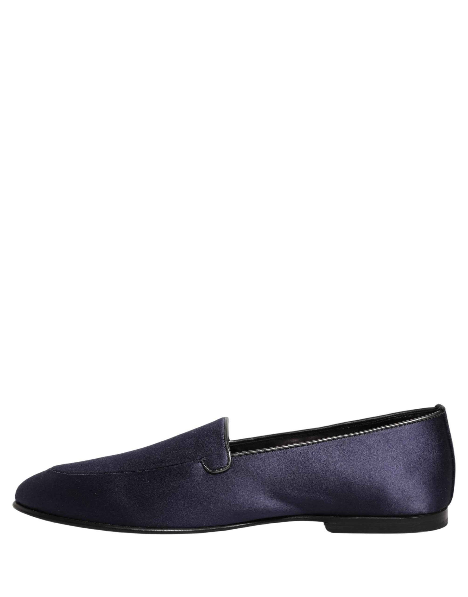 Navy Blue Satin DG Logo Dress Loafers Shoes