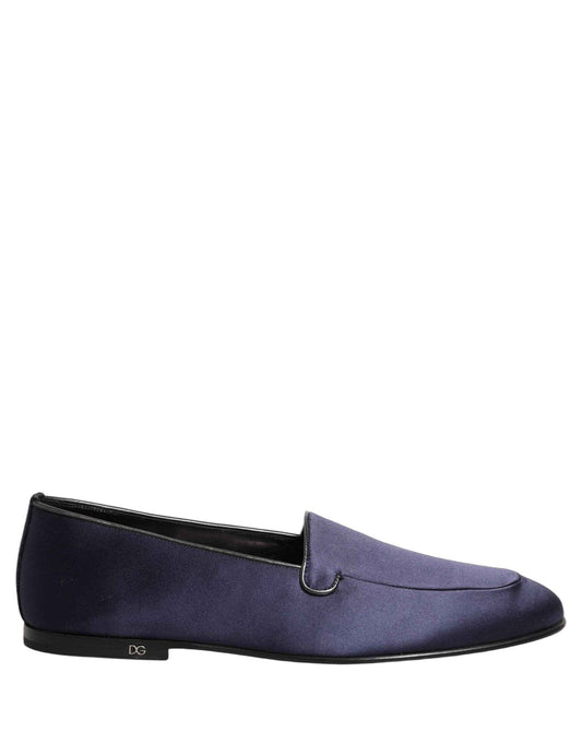 Navy Blue Satin DG Logo Dress Loafers Shoes