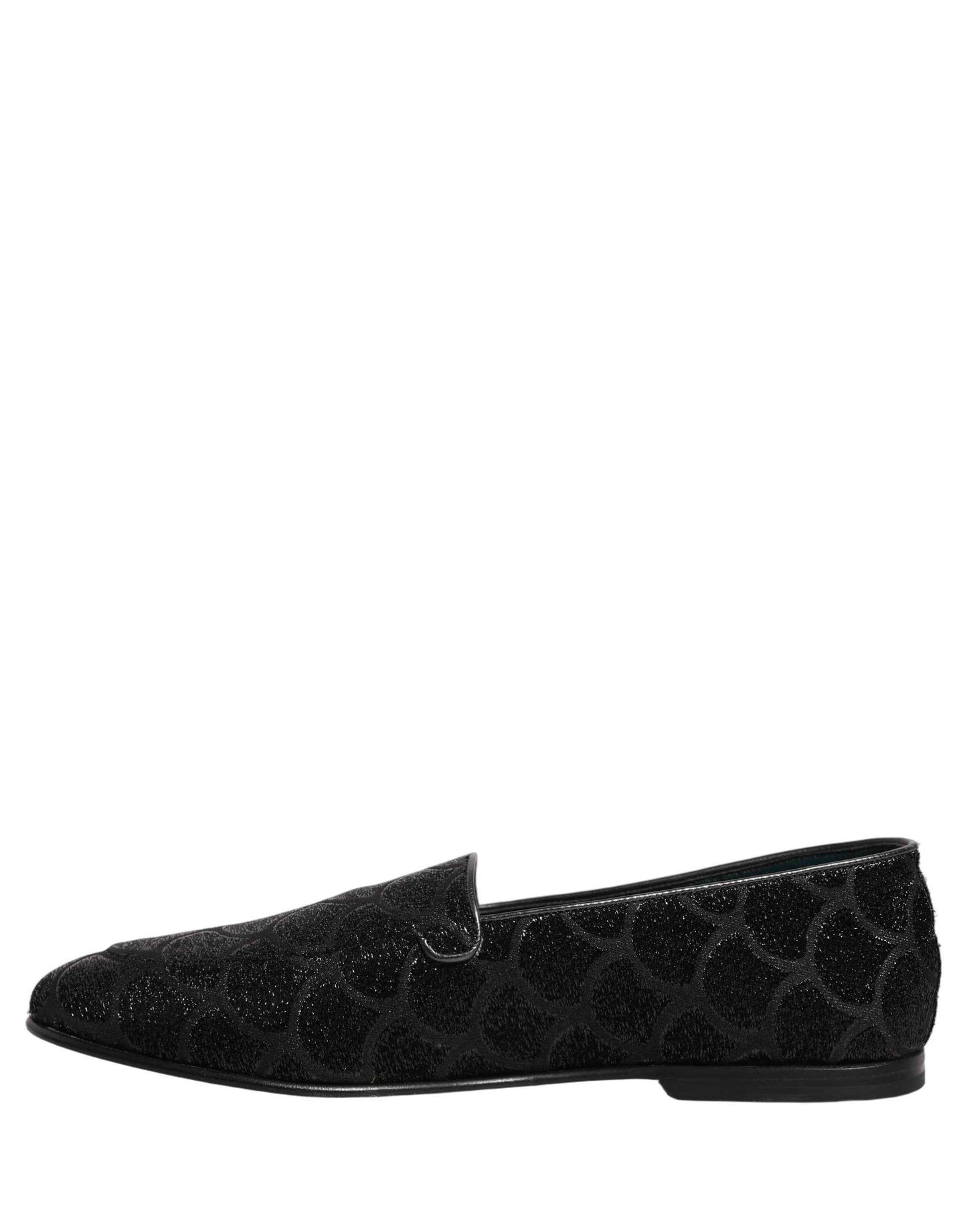Black Glitter Brocade Men Dress Loafers Shoes