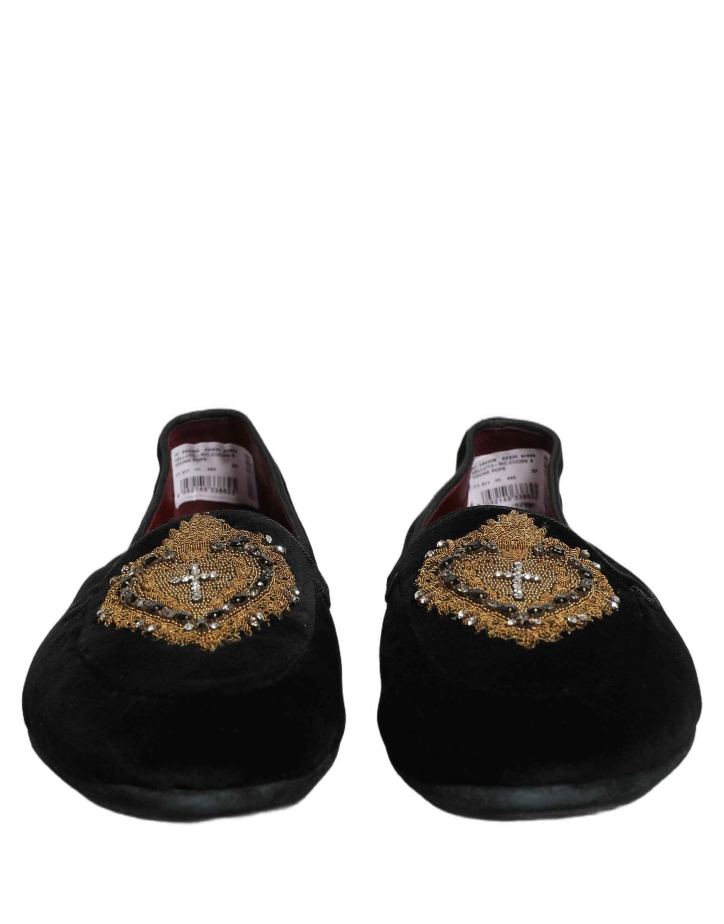 Black Velvet Sacred Heart Dress Loafers Shoes