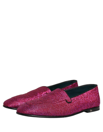 Pink Glitter Lurex Logo Dress Loafers Shoes
