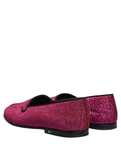 Pink Glitter Lurex Logo Dress Loafers Shoes