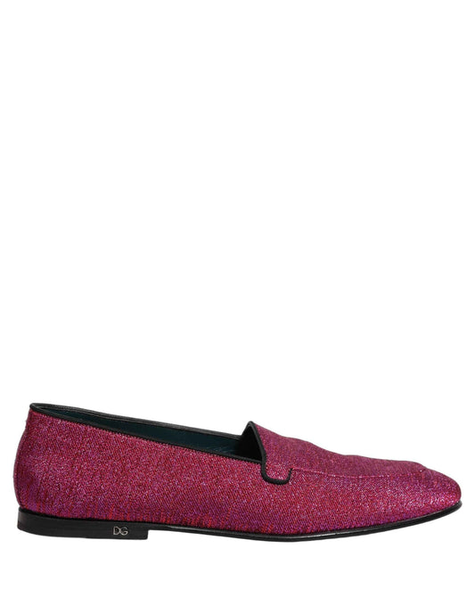 Pink Glitter Lurex Logo Dress Loafers Shoes