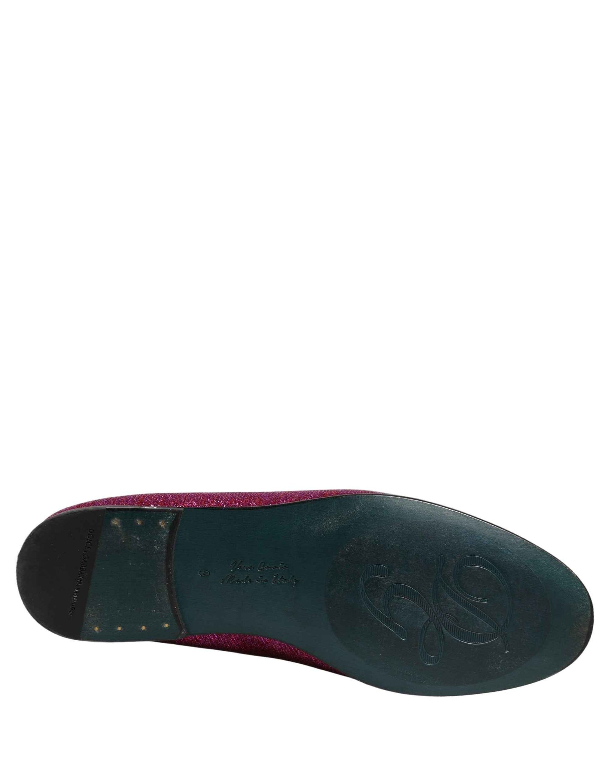 Pink Glitter Lurex Logo Dress Loafers Shoes