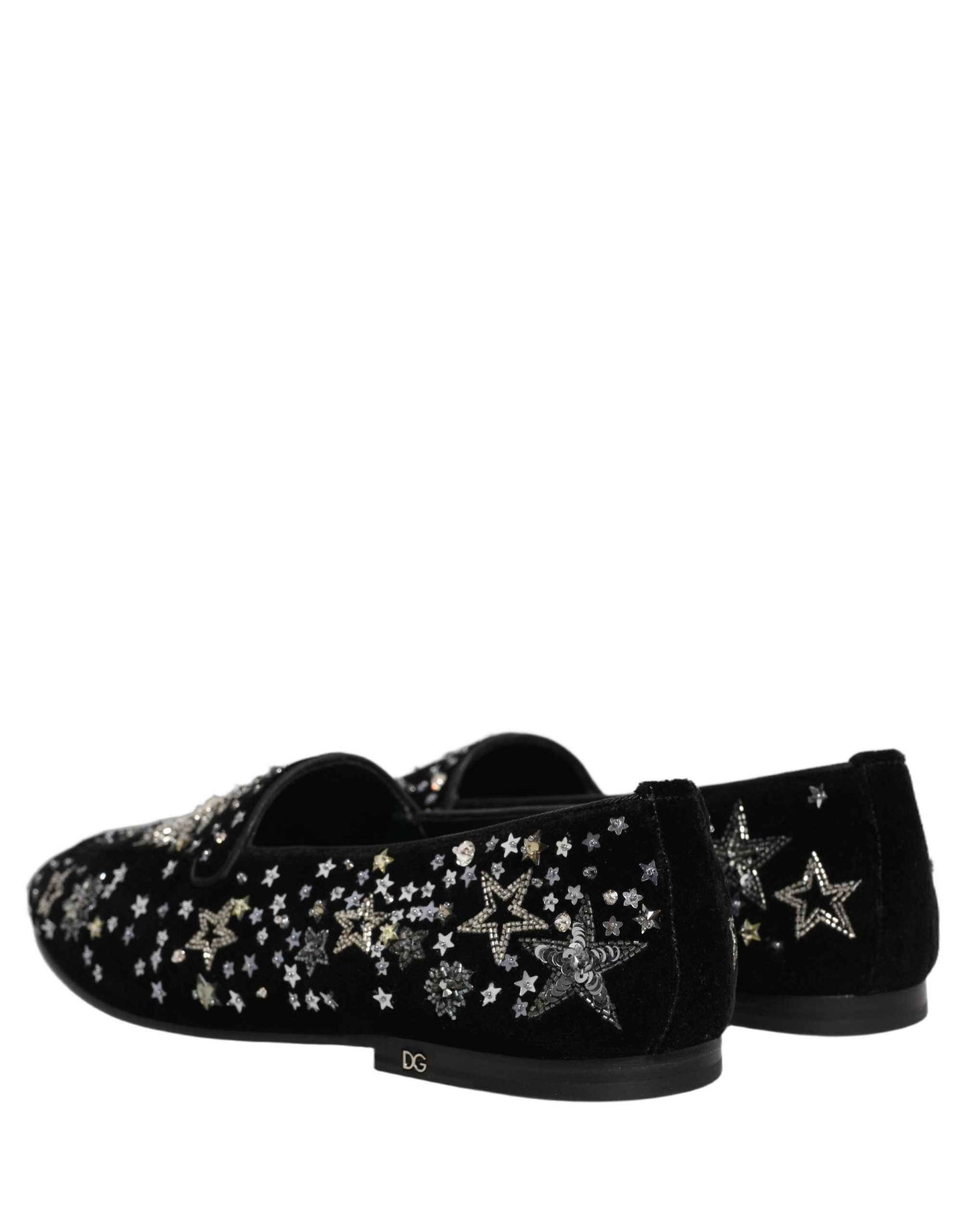 Black Crystal Embellished Dress Loafers Shoes