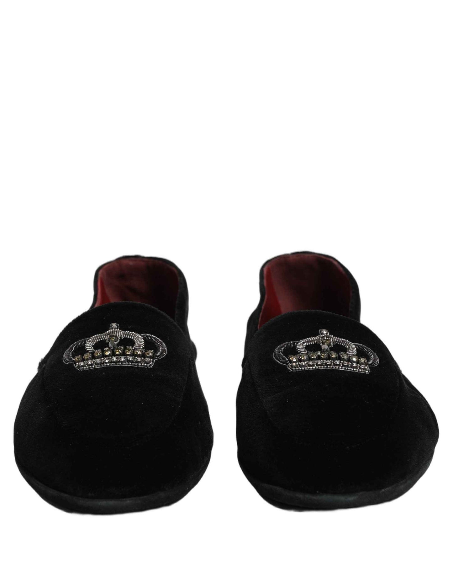 Black Crown Embellished Dress Loafers Shoes
