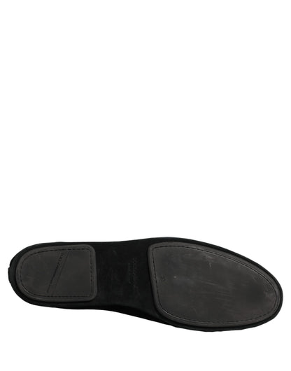 Black Crown Embellished Dress Loafers Shoes