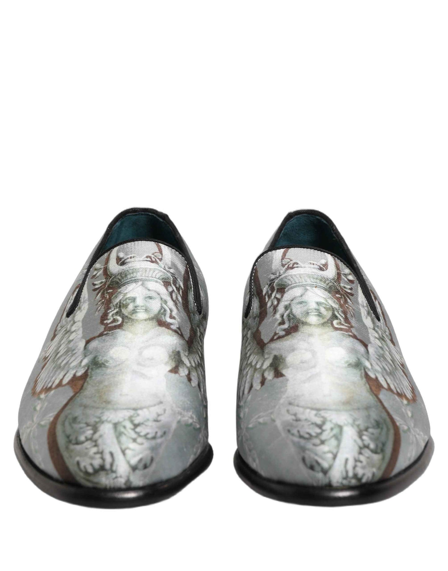 Gray Baroque Angel Velvet Men Loafers Shoes