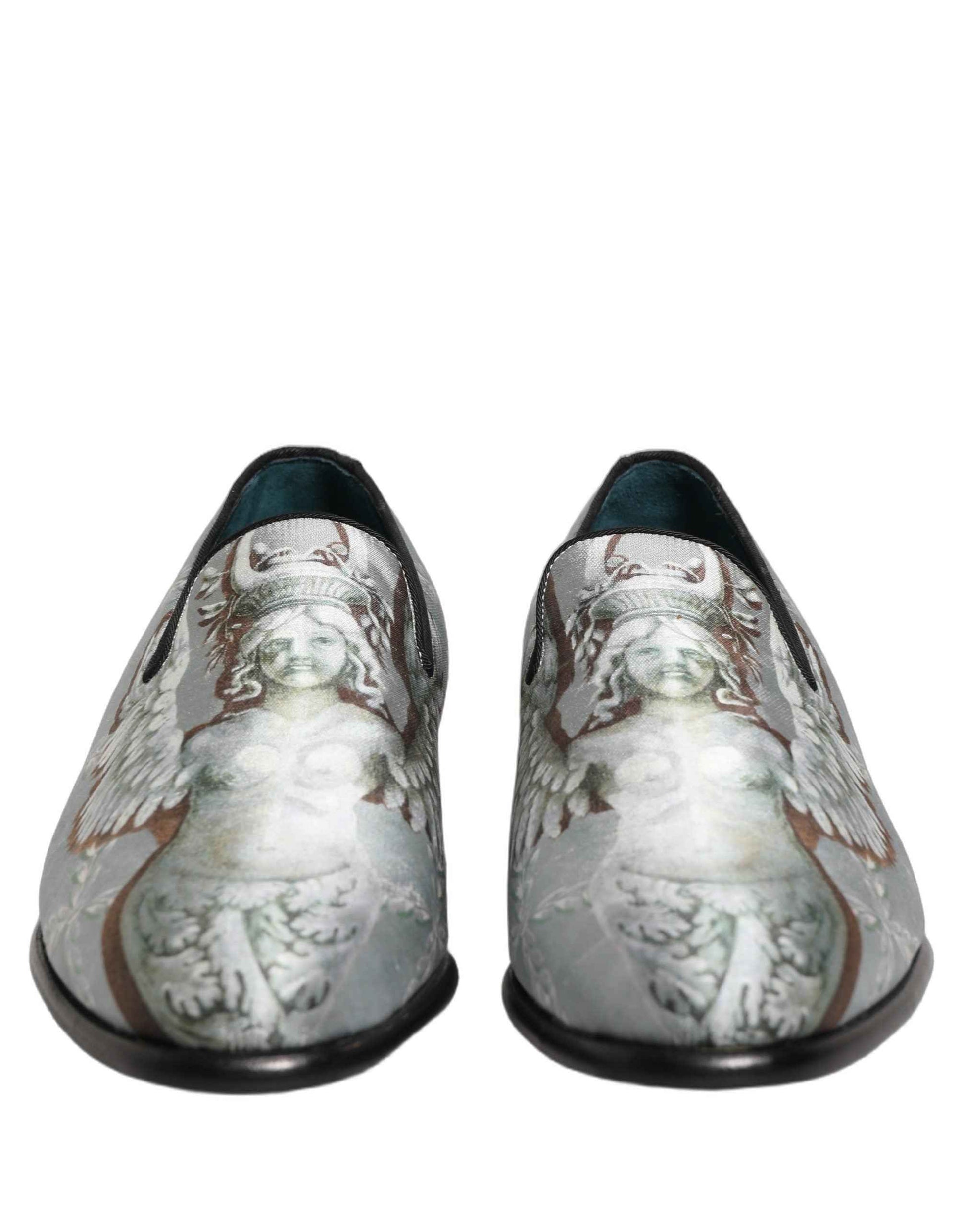 Gray Baroque Angel Velvet Men Loafers Shoes